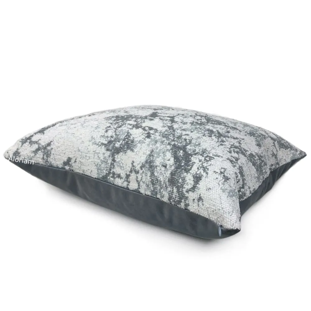 Calacatta Marble Gray White Chenille Pillow Cover