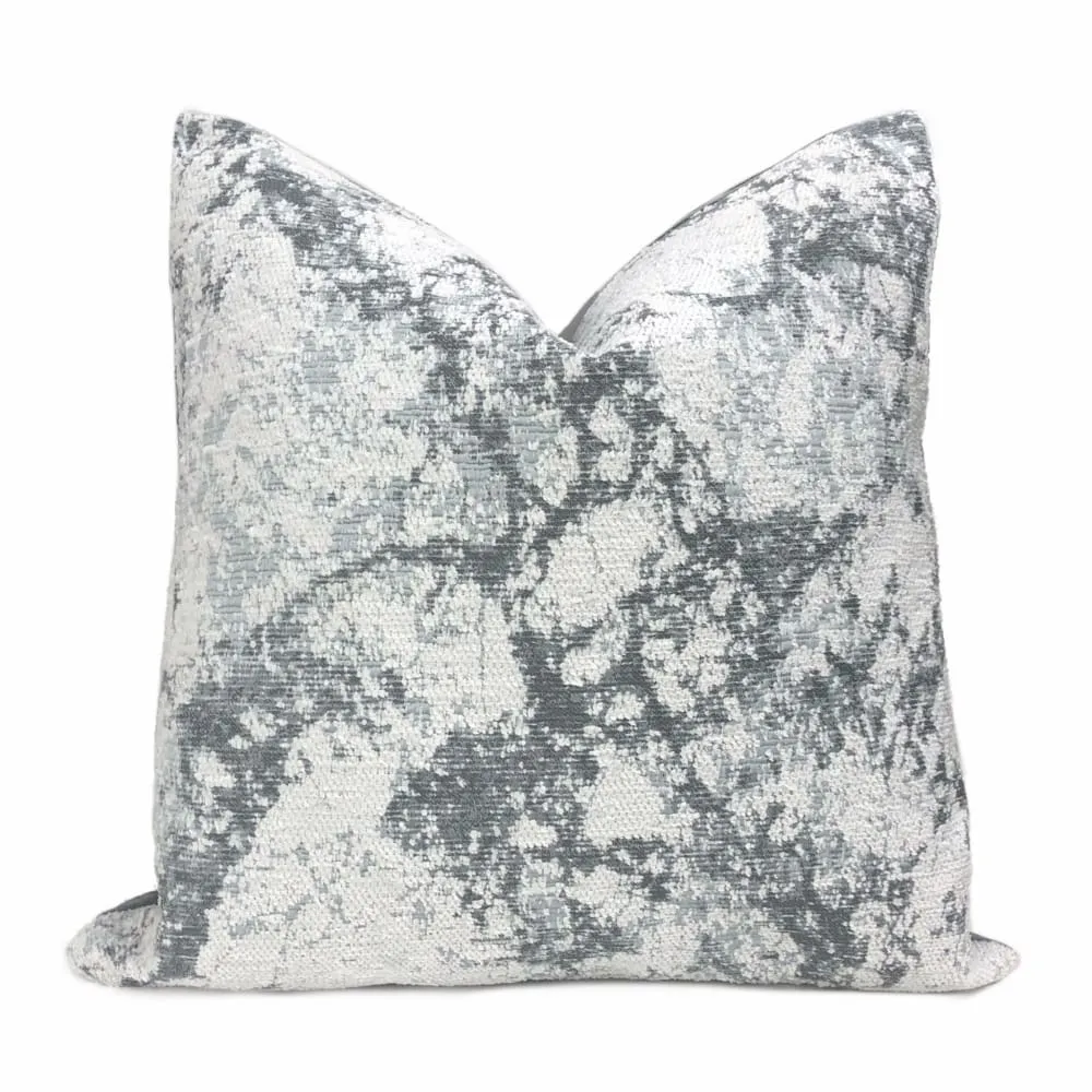 Calacatta Marble Gray White Chenille Pillow Cover