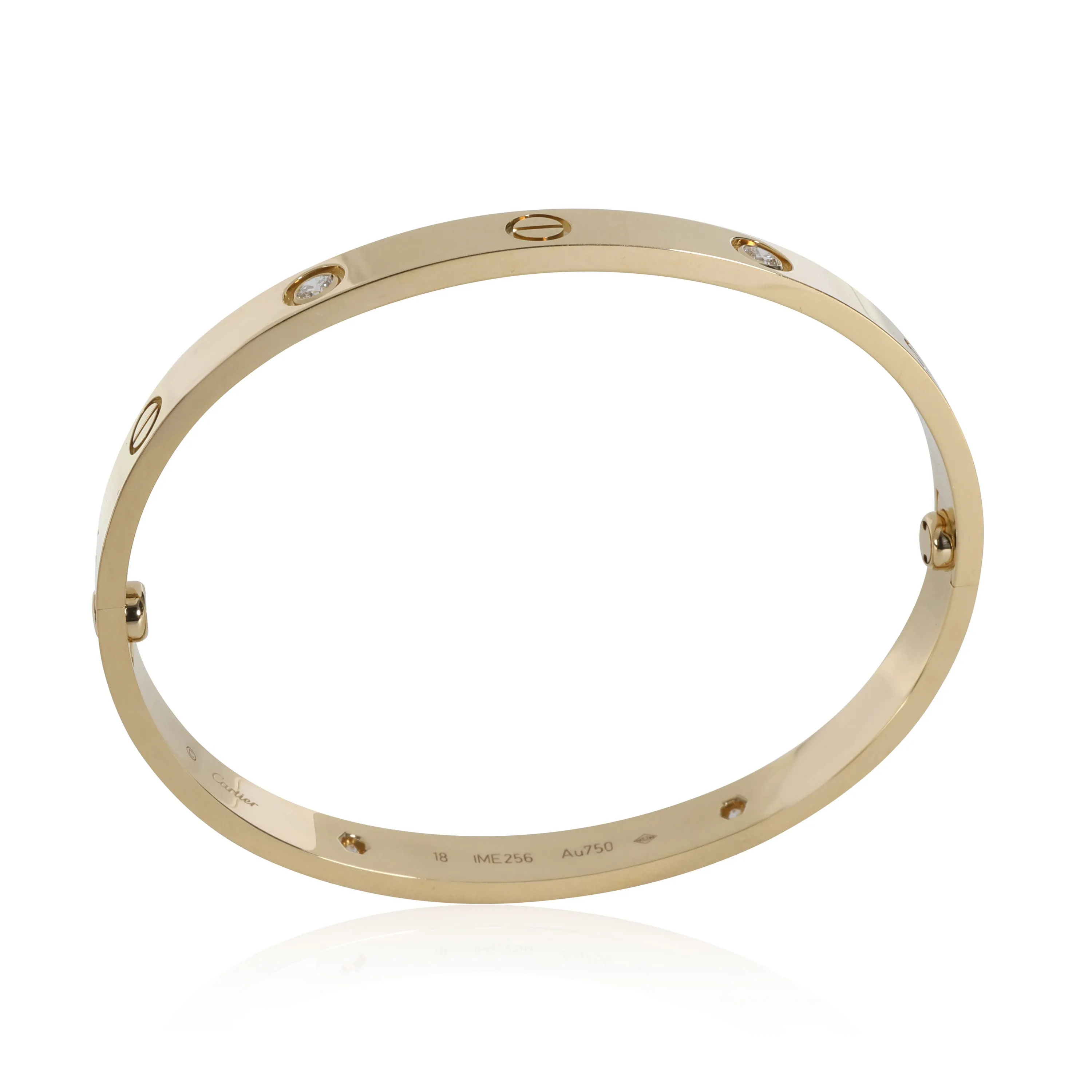 Cartier 4 Diamond Love Bracelet in 18K Yellow Gold 0.42 CTW