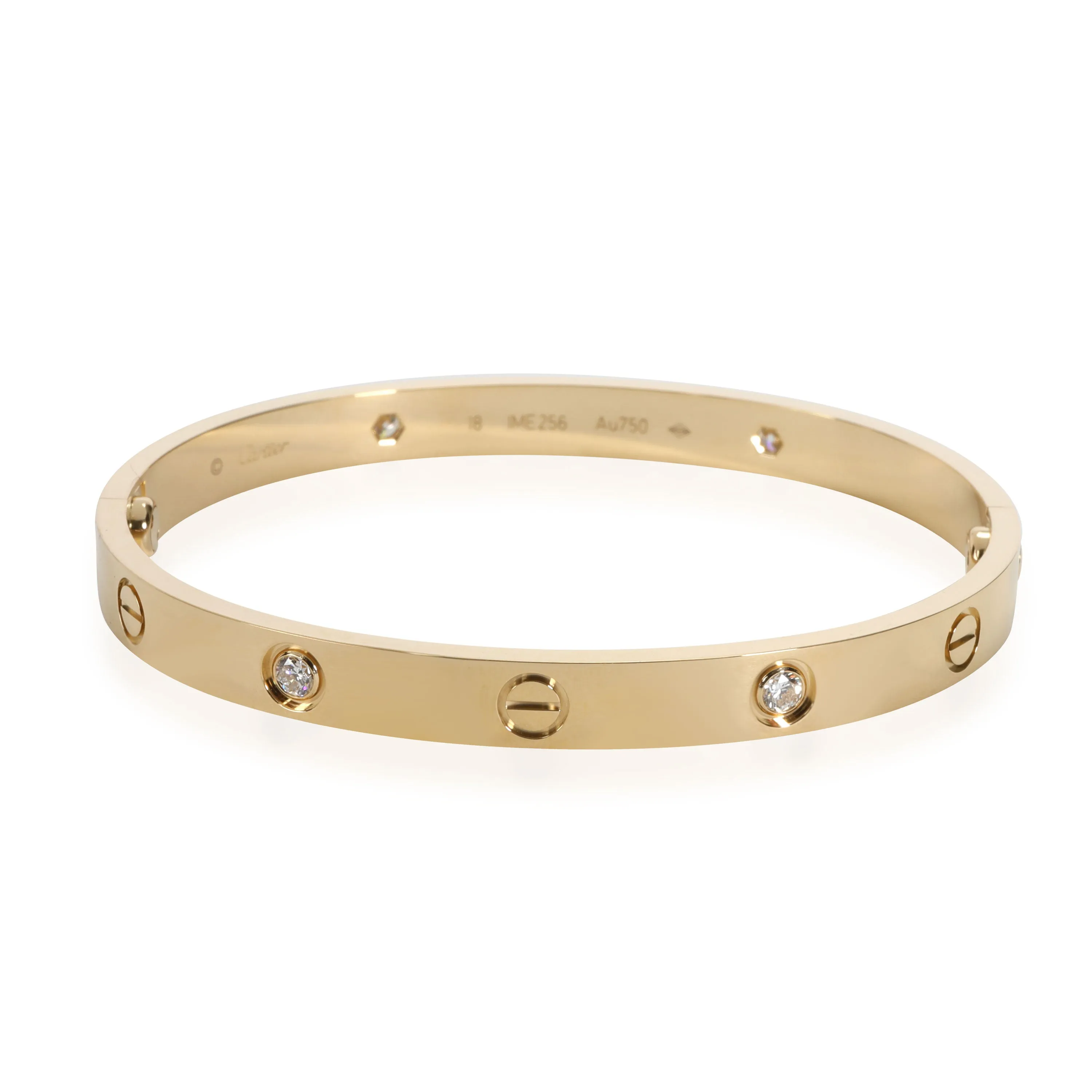 Cartier 4 Diamond Love Bracelet in 18K Yellow Gold 0.42 CTW