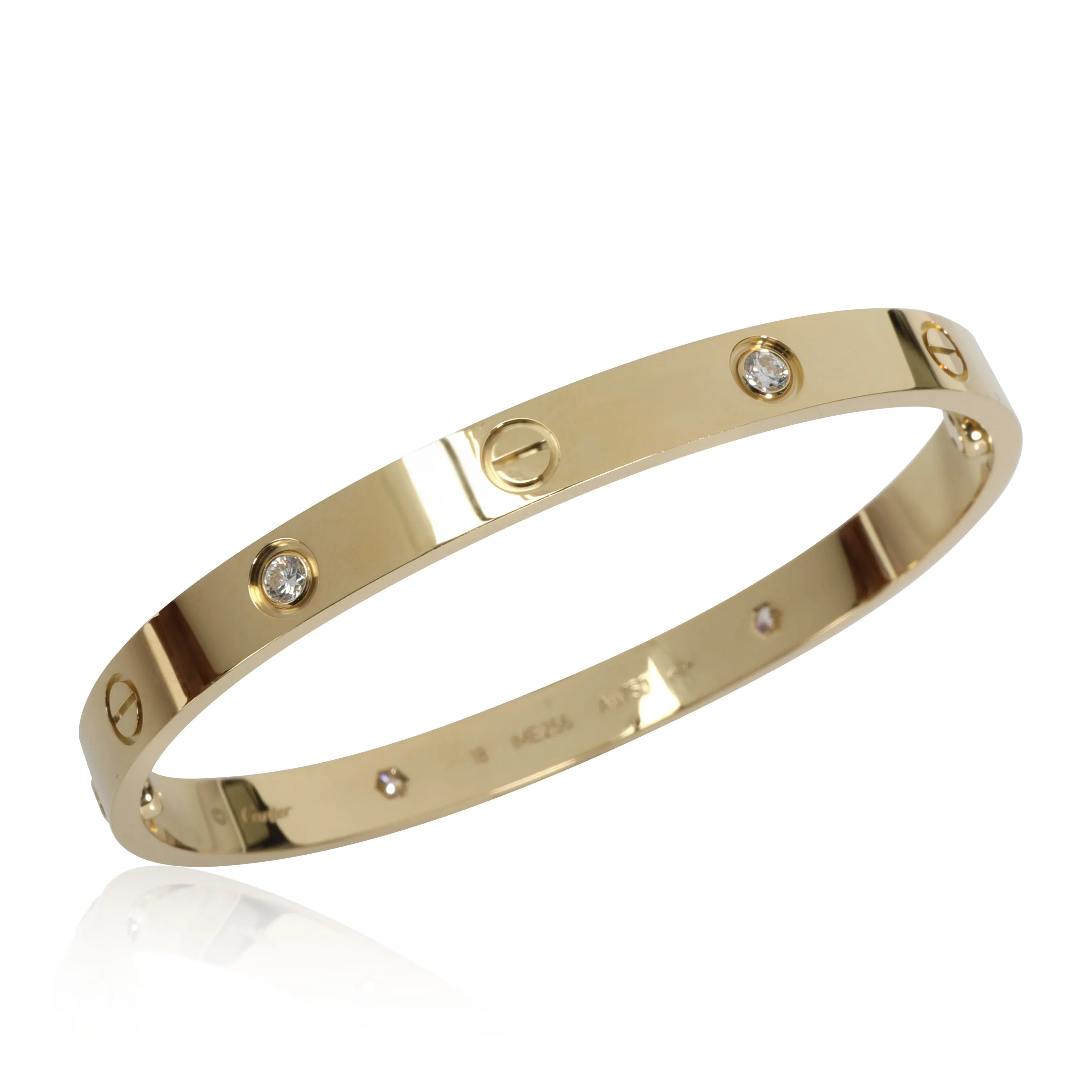 Cartier 4 Diamond Love Bracelet in 18K Yellow Gold 0.42 CTW