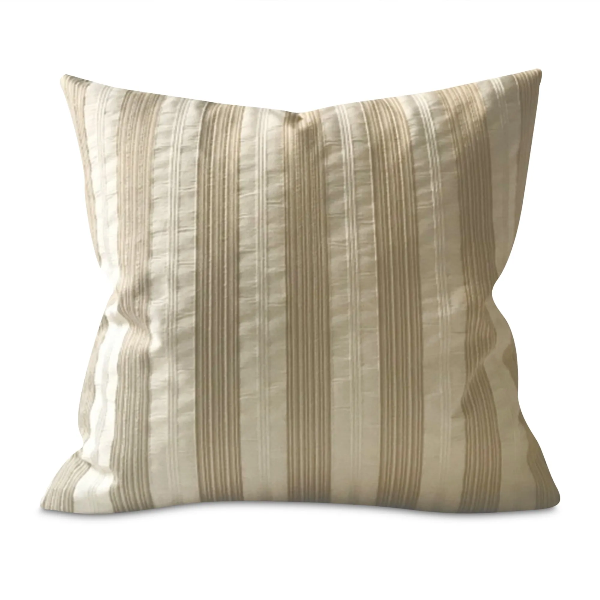 Champagne Textured Stripe Throw Pillow Cover 22x22