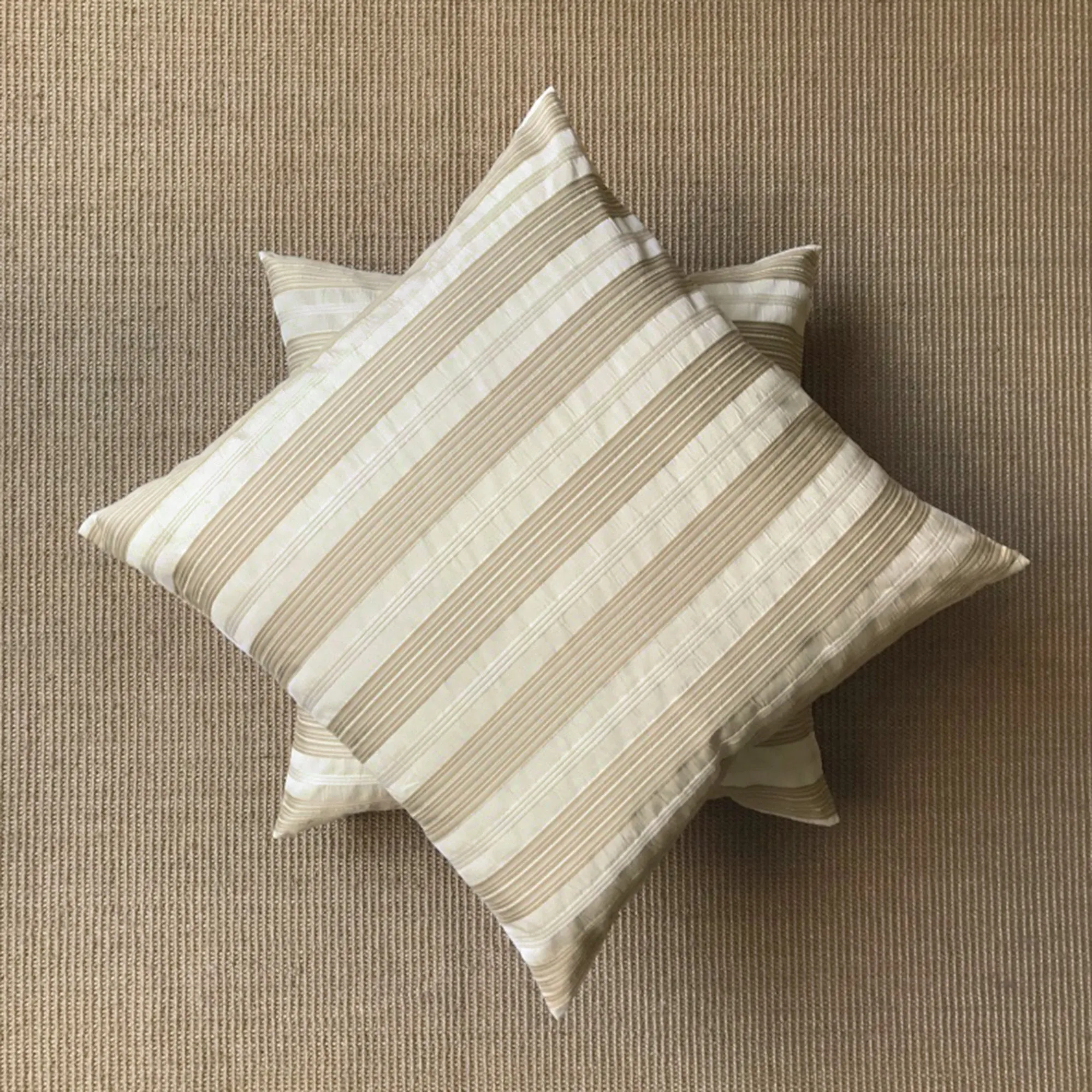 Champagne Textured Stripe Throw Pillow Cover 22x22