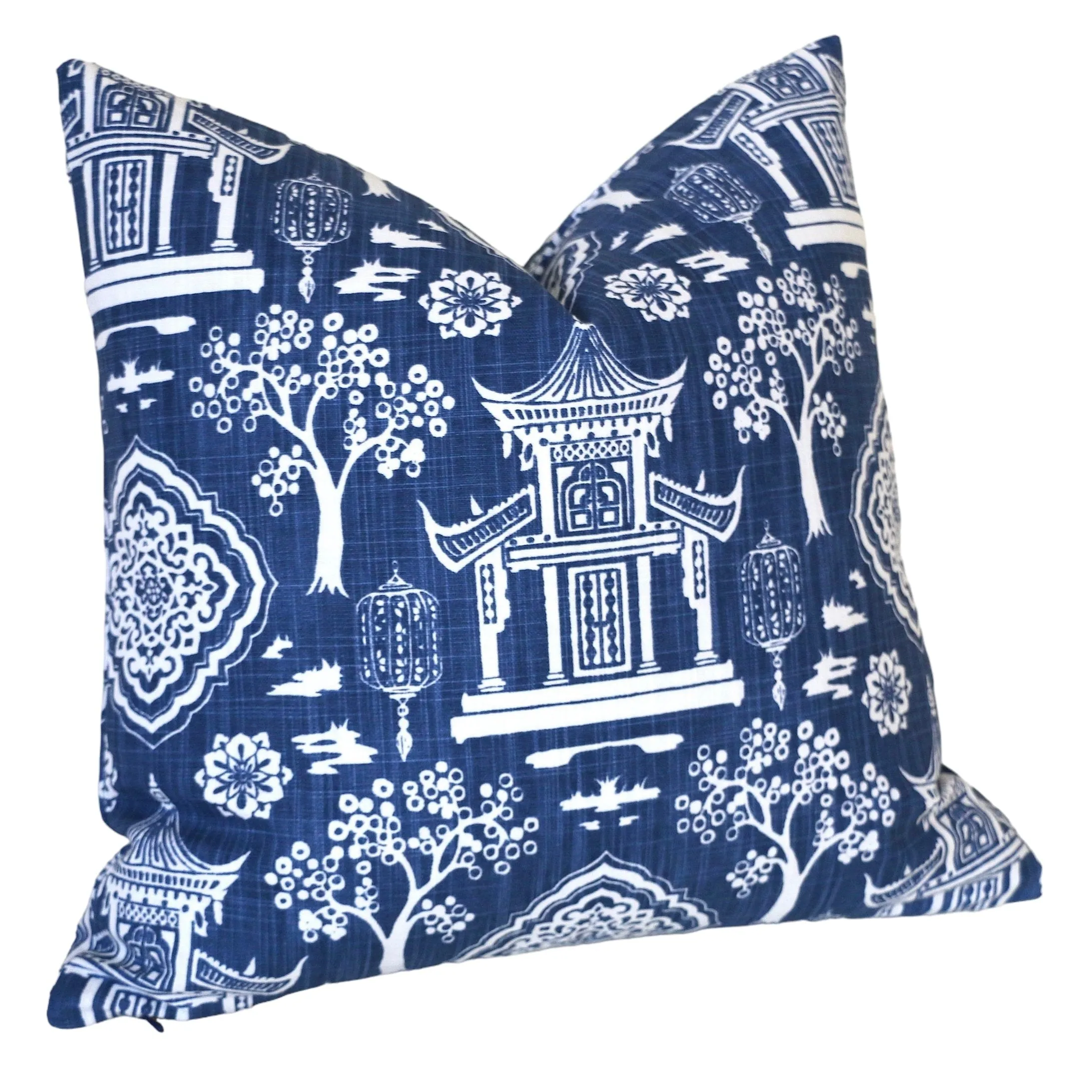 Chinese Temple Pillow / Blue and white pillow / Asian pillow / blue pillow / Chinoiserie pillow / Living room Pillow / Pagoda Pillow Case