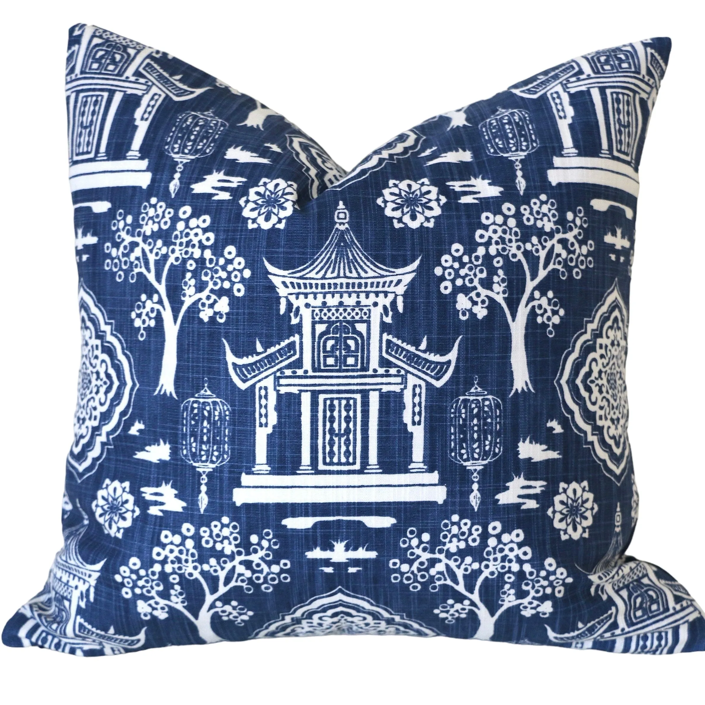 Chinese Temple Pillow / Blue and white pillow / Asian pillow / blue pillow / Chinoiserie pillow / Living room Pillow / Pagoda Pillow Case