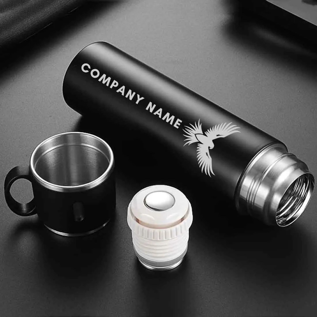 Coffee Tea Thermos with Logo - Vacuum Flask with 3 Cup For Corporate Gifting