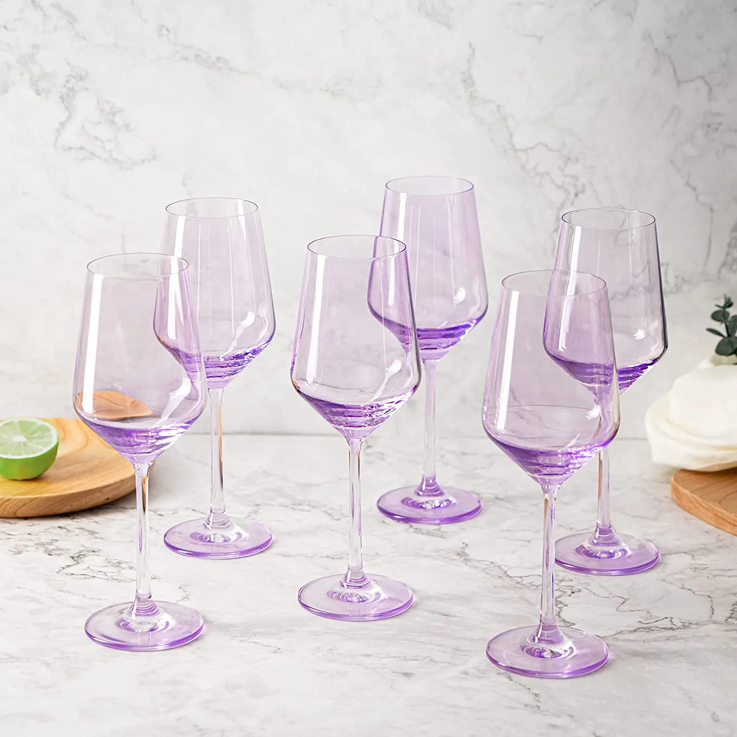 Colored Wine Glass Set, Large 12 oz Glasses Set of 6,