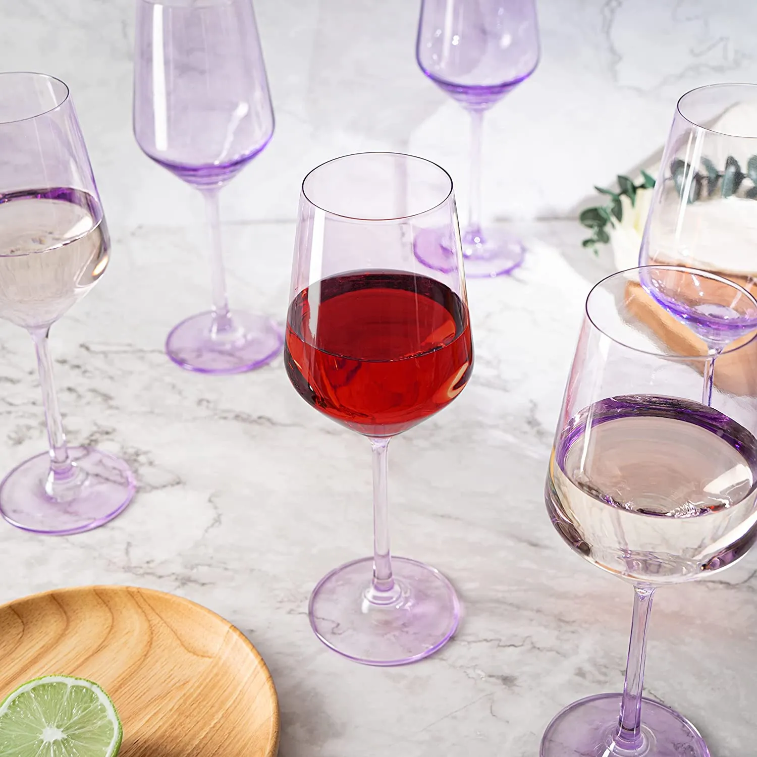 Colored Wine Glass Set, Large 12 oz Glasses Set of 6,