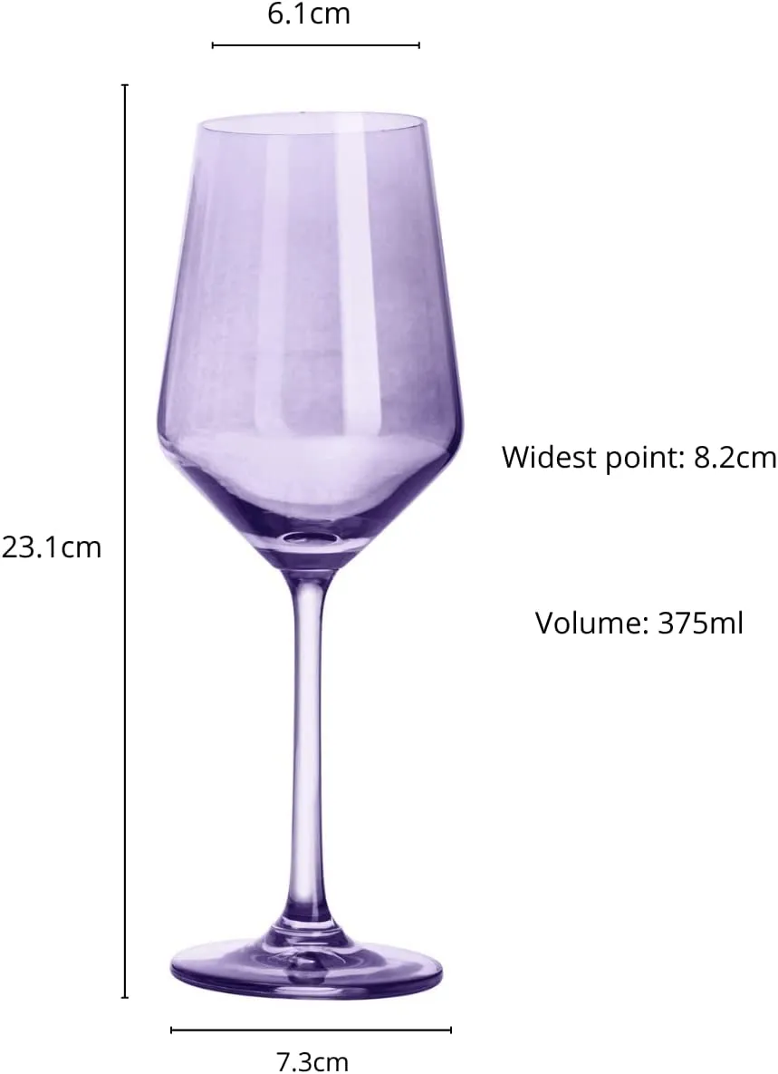 Colored Wine Glass Set, Large 12 oz Glasses Set of 6,