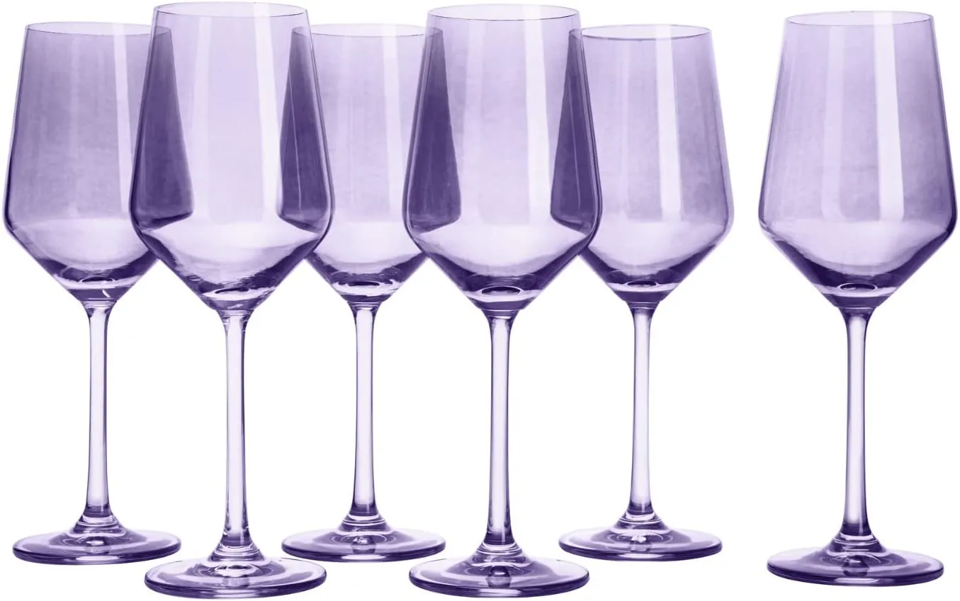 Colored Wine Glass Set, Large 12 oz Glasses Set of 6,