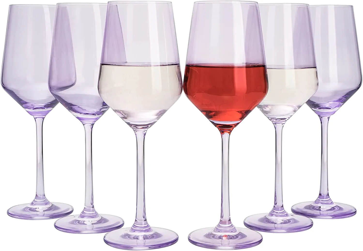 Colored Wine Glass Set, Large 12 oz Glasses Set of 6,