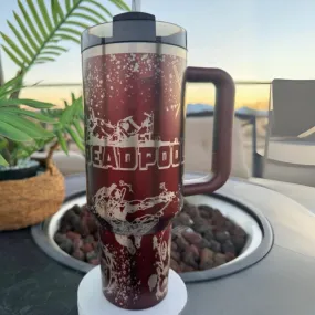 Deadpool Themed Insulated Tumbler With Handle