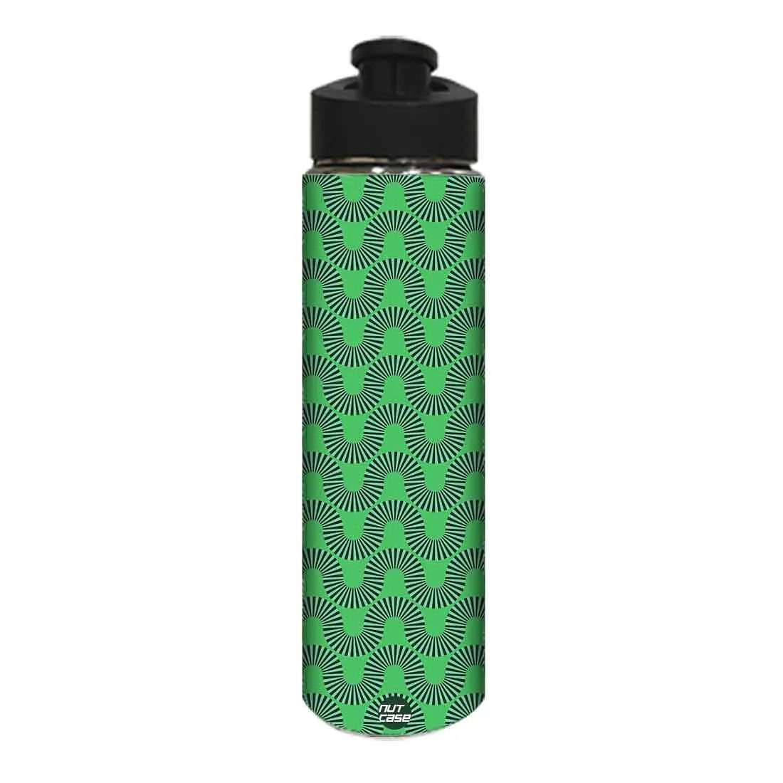 Designer Sipper Cycling Bottles for Kids - Green Retro Art