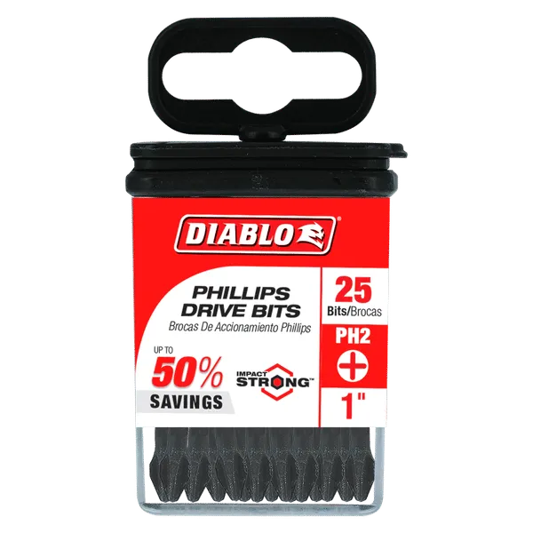 Diablo 1" #2 Phillips Drive Bit - 25/Pack