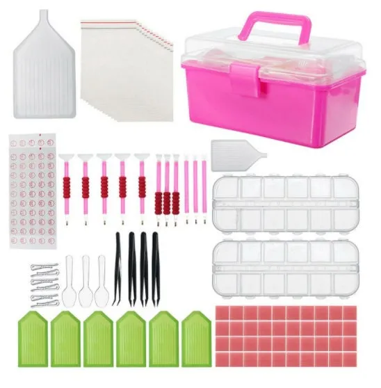 Diamond Painting Kit - Storage Organizer Accessories Tools - Diamond Painting Tray Drill Tray Dot Storage Box - Tweezer Set Supplies