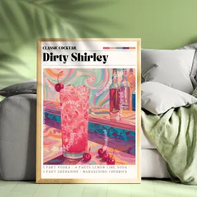 Dirty Shirley Print - Cocktail Wall Art - Cute Bar Cart Art - Classic Cocktail Prints - Dirty Shirly Wall Art - Cocktail Print Set