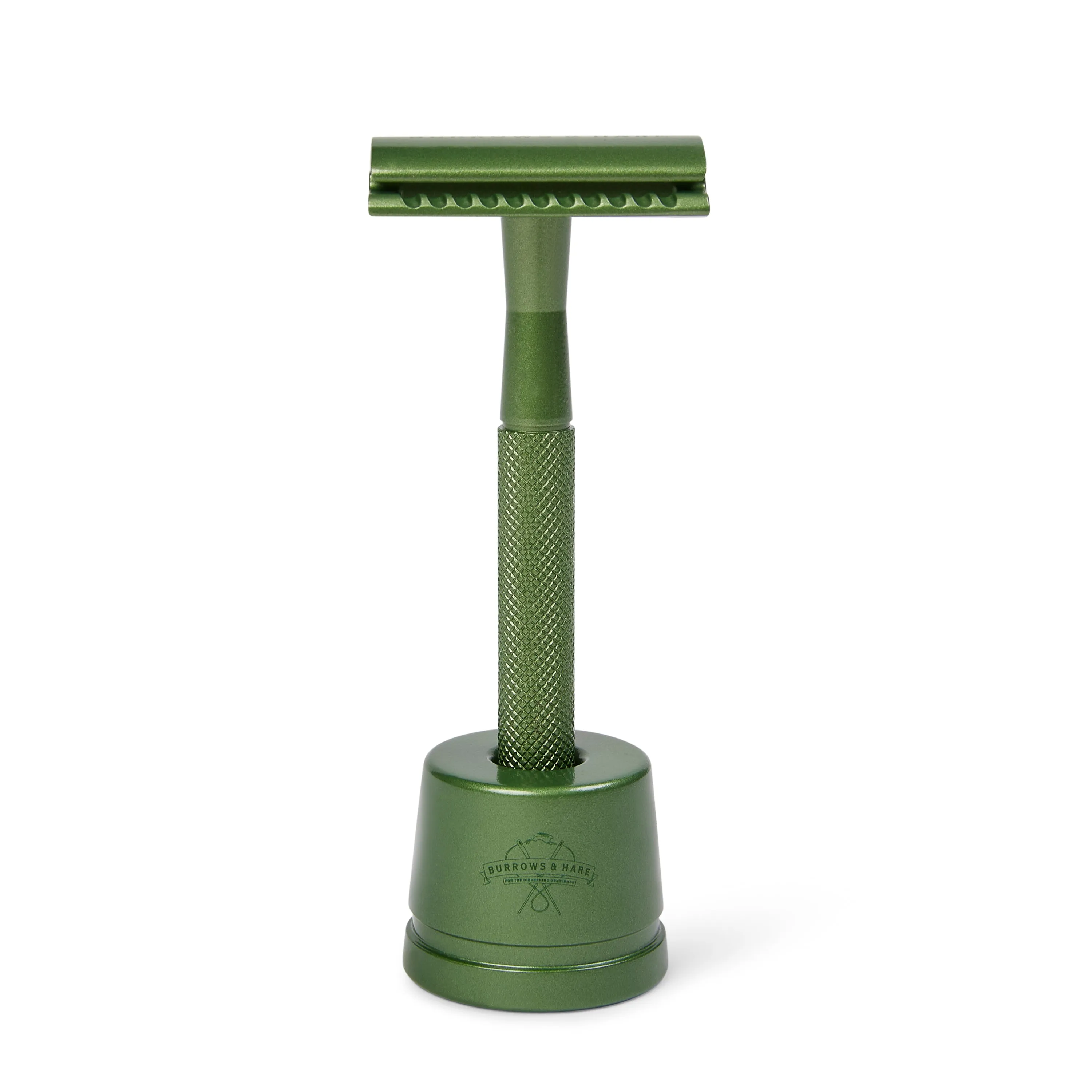 Double Edge Safety Razor & Stand - Green