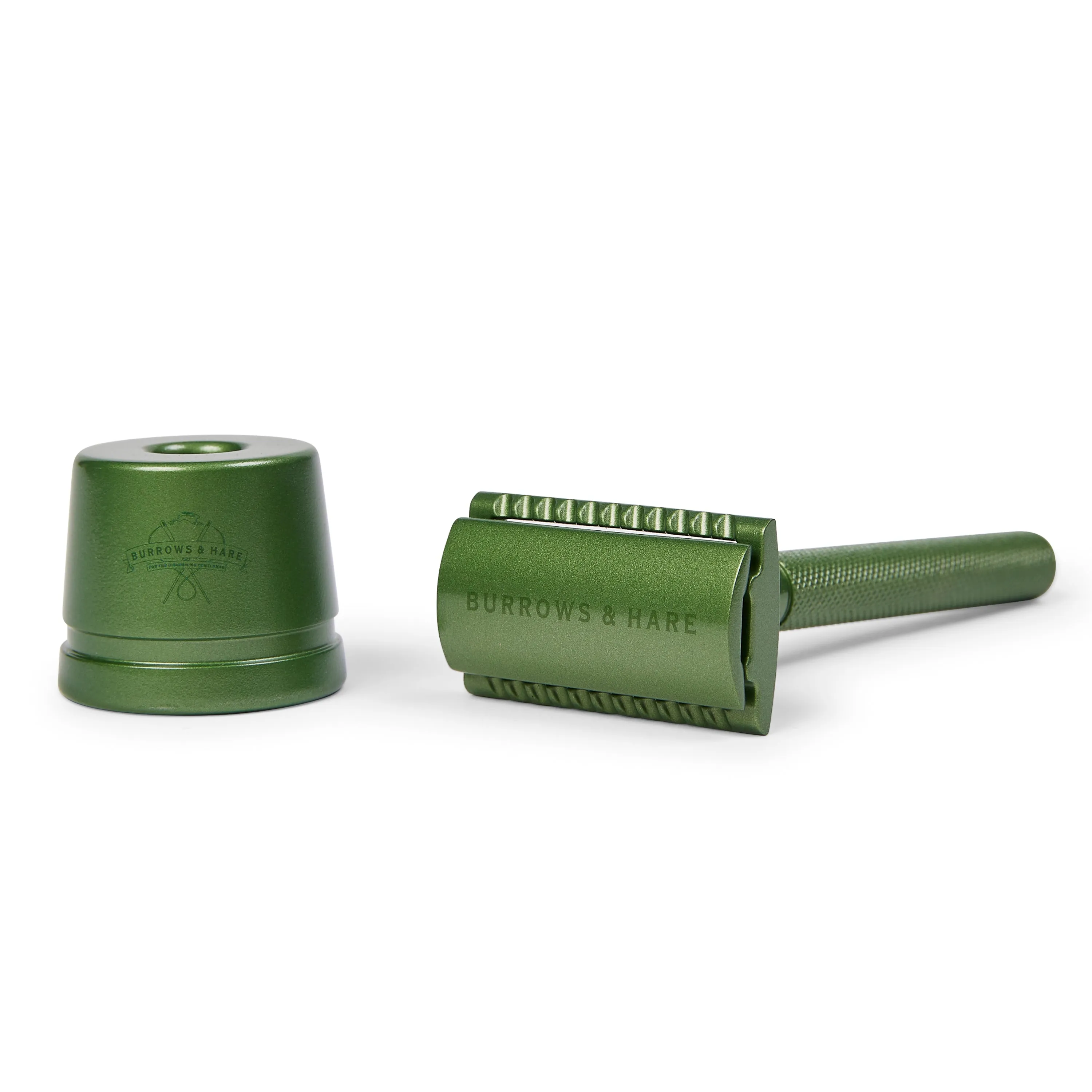 Double Edge Safety Razor & Stand - Green