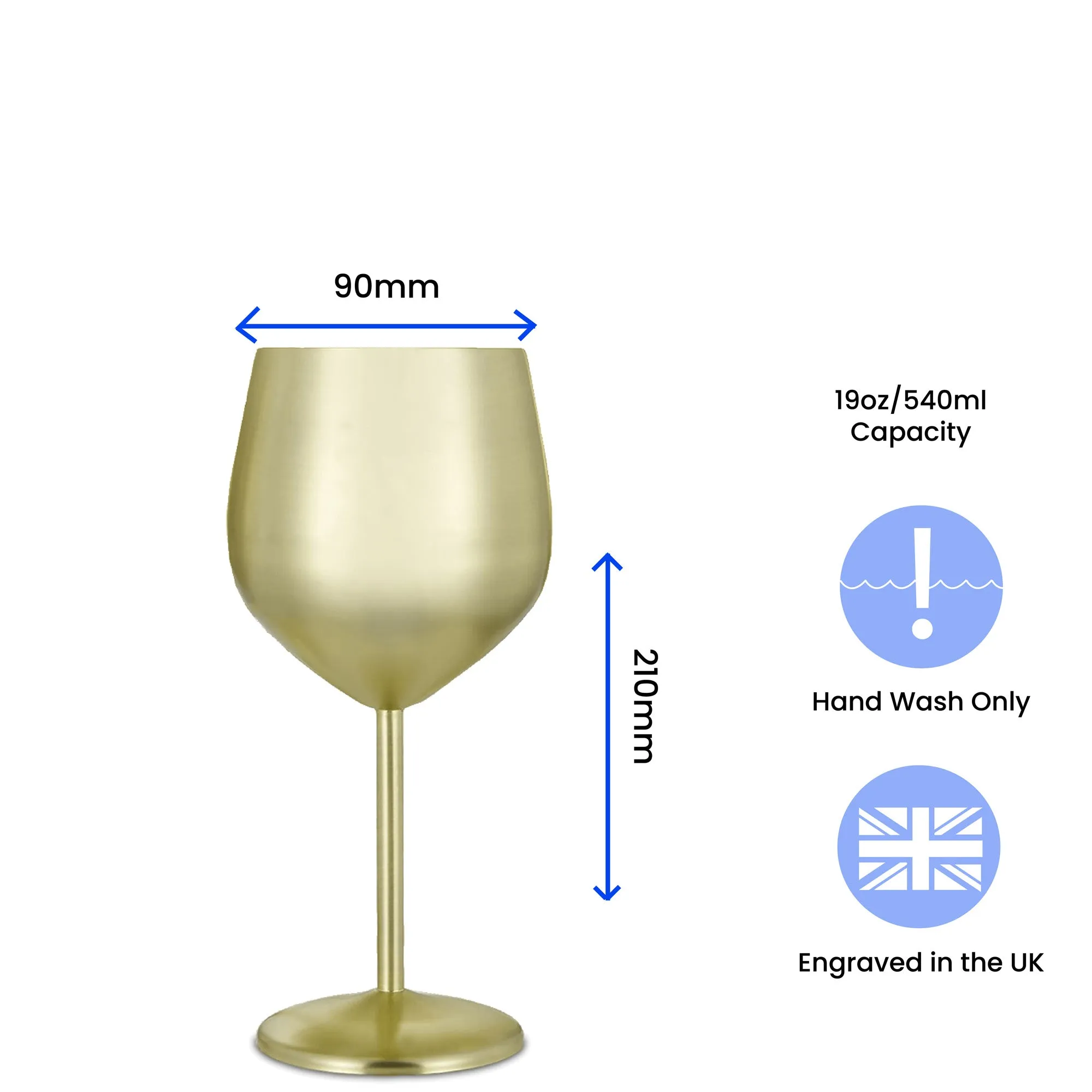 Engraved Matte Gold Metal Wine Glass