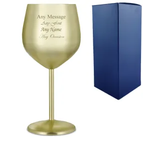 Engraved Matte Gold Metal Wine Glass