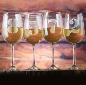 Engraved Numbered 1 thru 8 Wine Glass Set