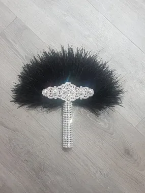 Feather Fan bouquet luxury alternative Bouquet Great Gatsby wedding style -ANY COLOUR Artificial bouquet by Crystal wedding uk