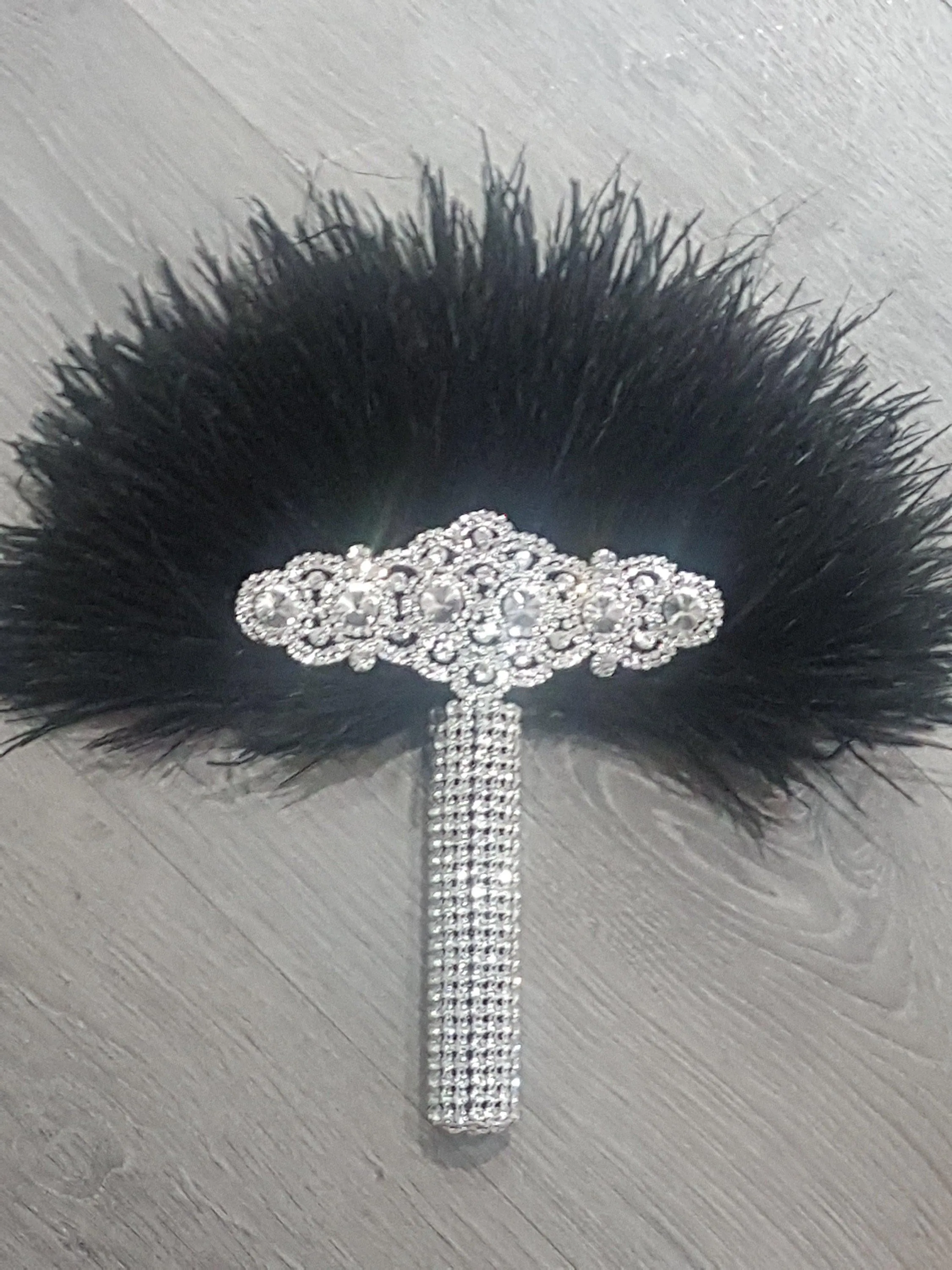 Feather Fan bouquet luxury alternative Bouquet Great Gatsby wedding style -ANY COLOUR Artificial bouquet by Crystal wedding uk