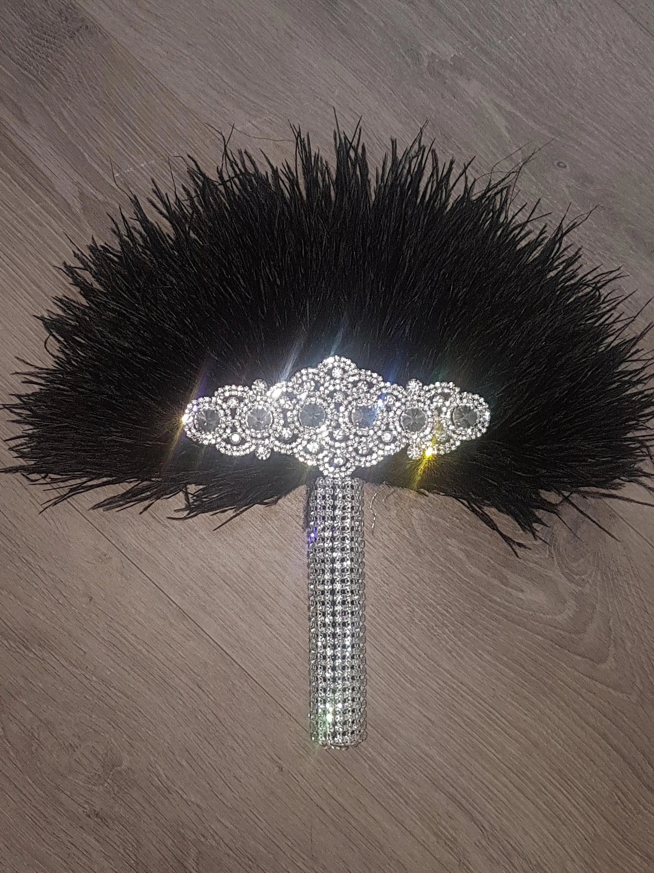 Feather Fan bouquet luxury alternative Bouquet Great Gatsby wedding style -ANY COLOUR Artificial bouquet by Crystal wedding uk