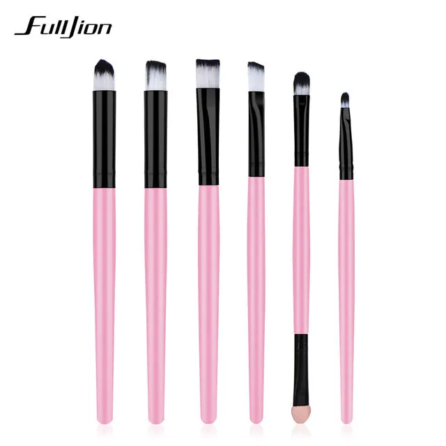 Fulljion 6pcs Pro Makeup Brushes Cosmetics Eye Shadows Black Eyeliner Nose Smudge Brushes Tool Set Kit For Eye Makeup Brushes