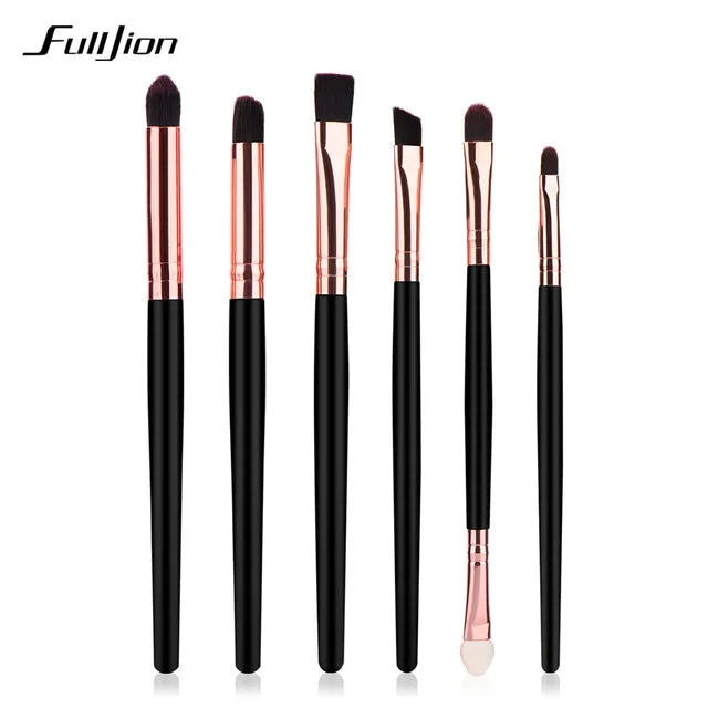 Fulljion 6pcs Pro Makeup Brushes Cosmetics Eye Shadows Black Eyeliner Nose Smudge Brushes Tool Set Kit For Eye Makeup Brushes