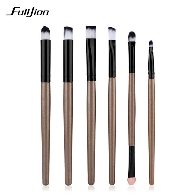 Fulljion 6pcs Pro Makeup Brushes Cosmetics Eye Shadows Black Eyeliner Nose Smudge Brushes Tool Set Kit For Eye Makeup Brushes