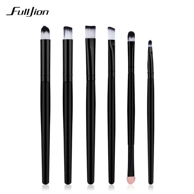 Fulljion 6pcs Pro Makeup Brushes Cosmetics Eye Shadows Black Eyeliner Nose Smudge Brushes Tool Set Kit For Eye Makeup Brushes