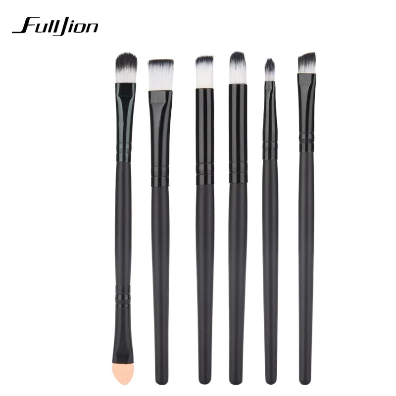 Fulljion 6pcs Pro Makeup Brushes Cosmetics Eye Shadows Black Eyeliner Nose Smudge Brushes Tool Set Kit For Eye Makeup Brushes