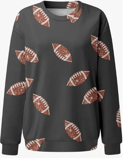 Game Day Sparkle Football Sequin Sweatshirt