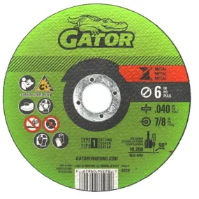 Gator 9629 Grinding Wheel, 6 in Dia, 0.04 in Thick, 7/8 in Arbor :EA: QUANTITY: 1