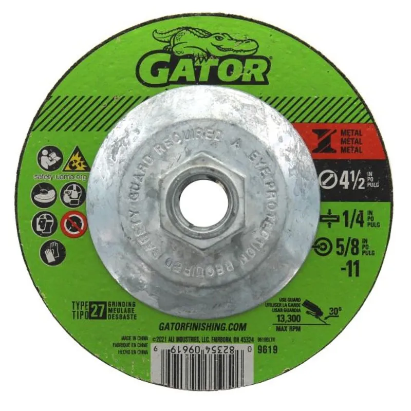 GatorBlade 9619 Cut-Off Wheel, 4-1/2 in Dia, 1/4 in Thick, 5/8-11 in Arbor, 24 Grit, Silicone Carbide Abrasive :EA: QUANTITY: 1