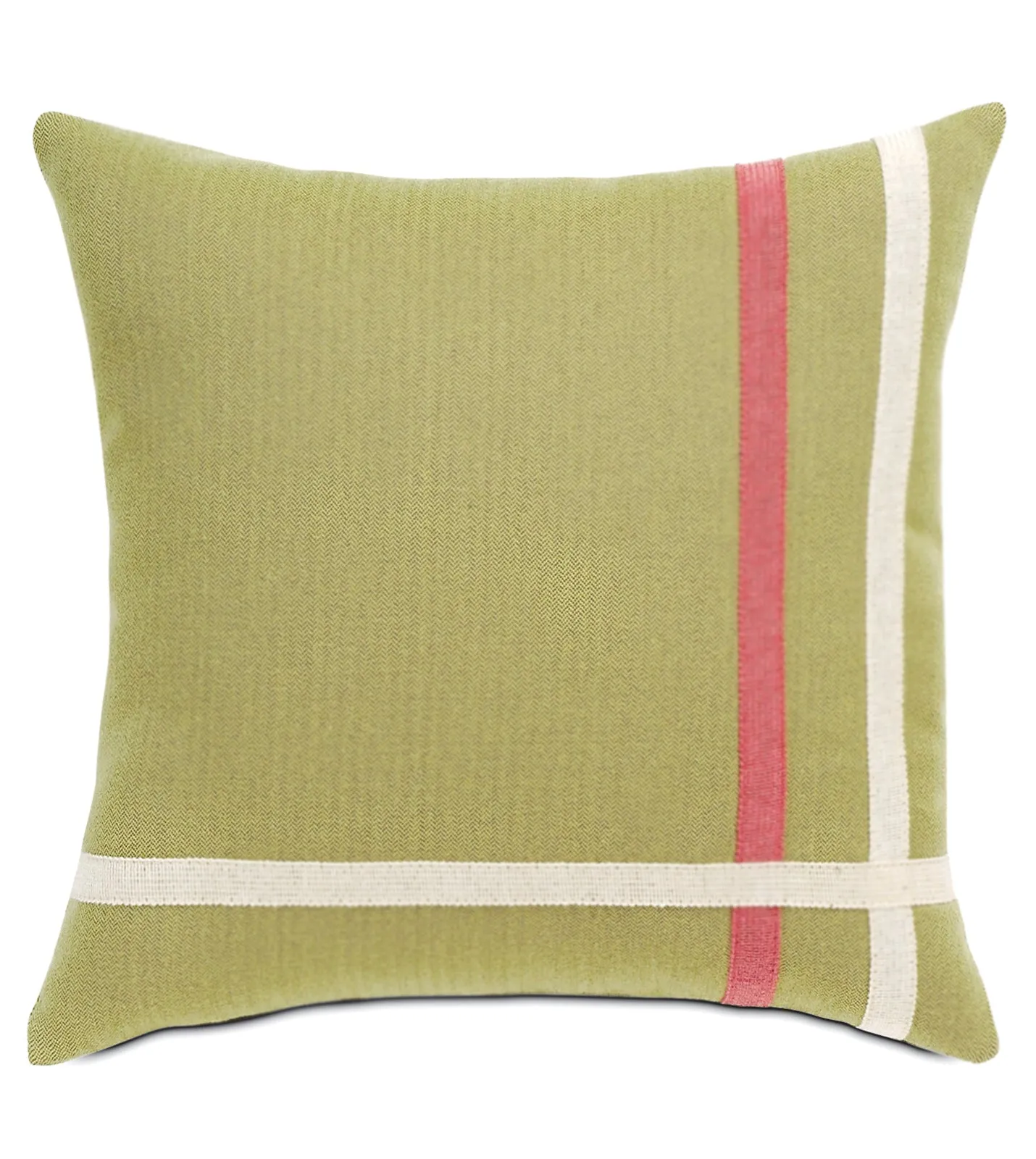 Gemma Spring Green with Ribbon Indoor Outdoor Throw Pillow Cover 16x16