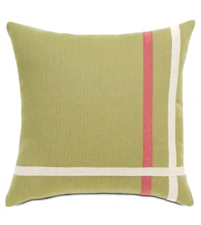 Gemma Spring Green with Ribbon Indoor Outdoor Throw Pillow Cover 16x16