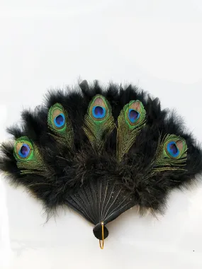 Girls Faux Peacock Feather Halloween Fan