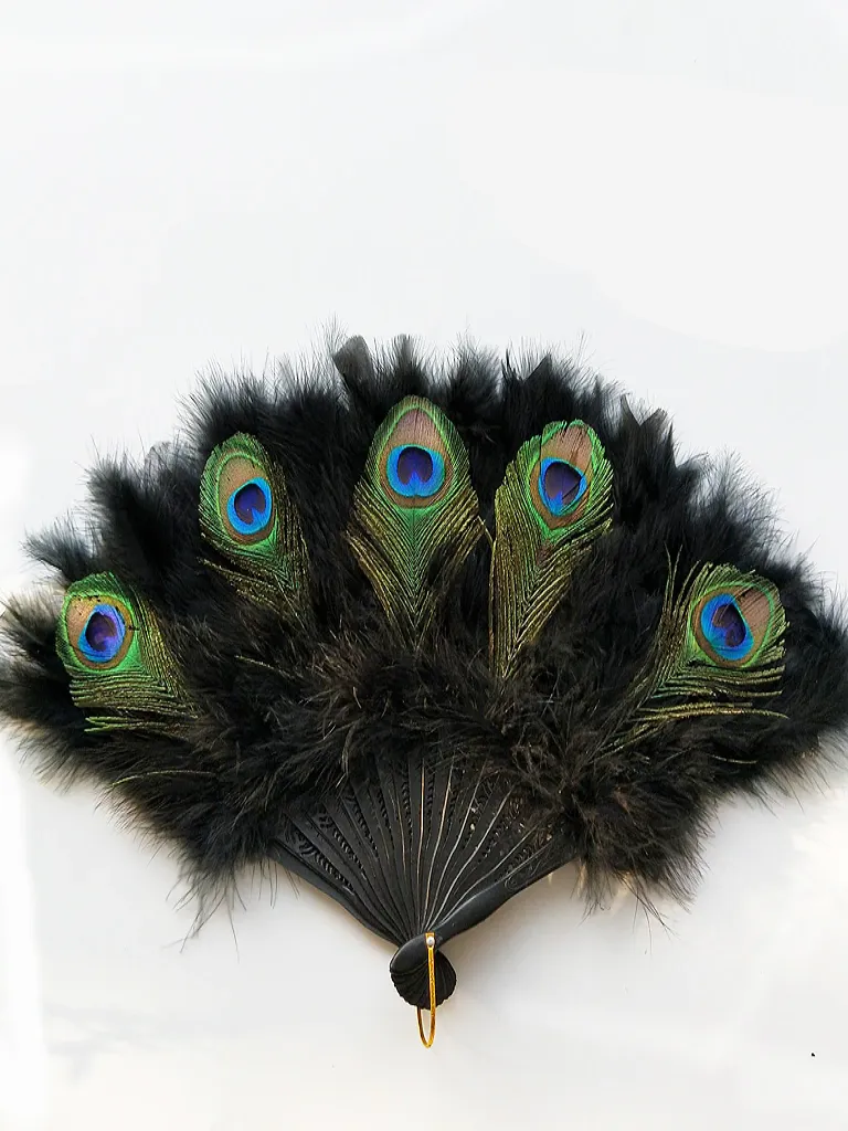 Girls Faux Peacock Feather Halloween Fan