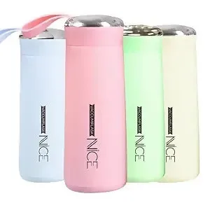 Glass Water Bottle with Silicone Protection & Airtight Lid  - 500ml (Random Color)