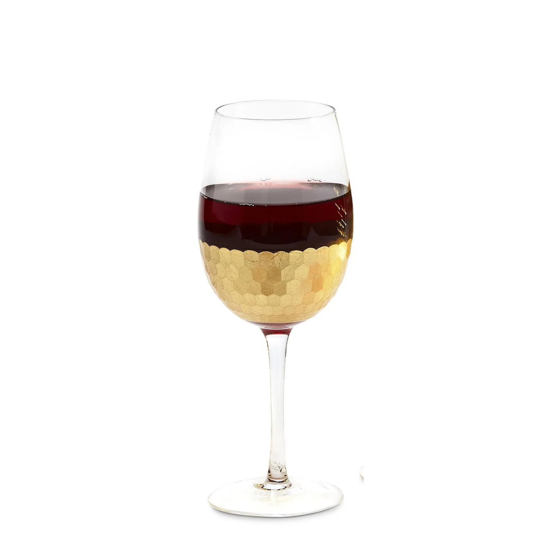 Gold Faceted Wine Glass