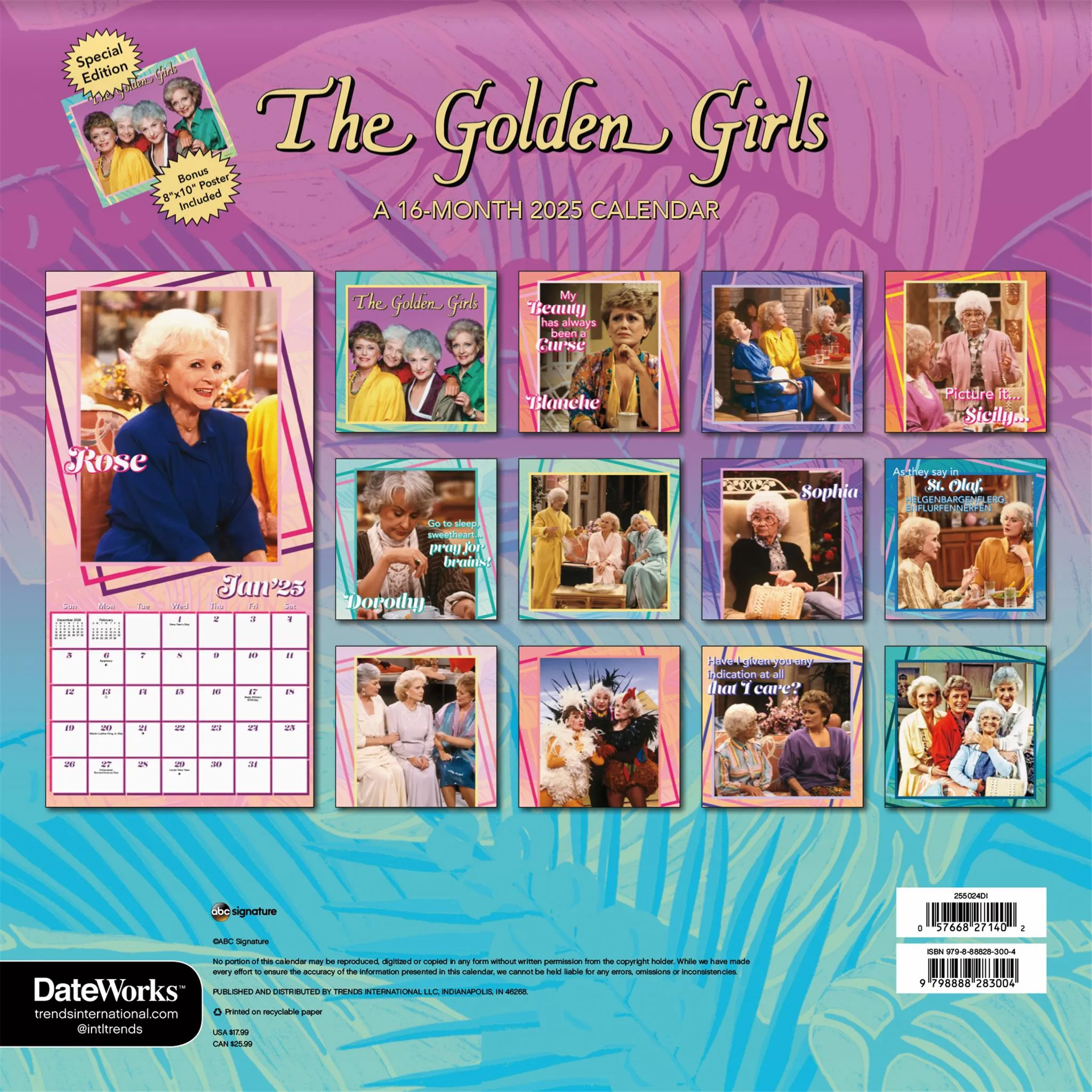 Golden Girls Exclusive with Print Wall 2025 Calendar