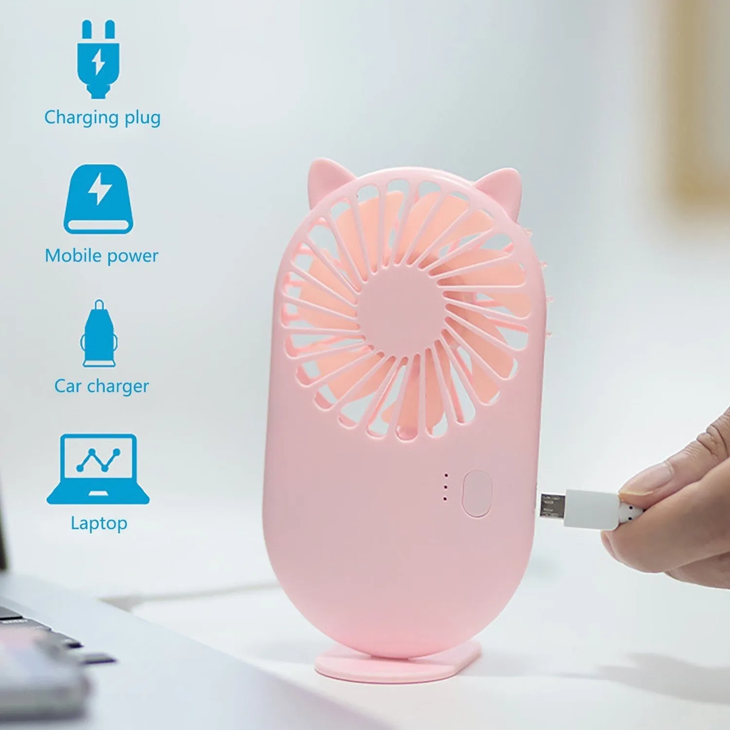 Handheld Fan Creative Mini Fan Personal Fan USB Fan Pocket Fan with Bracket Table Personal Fan for Desktop Mini Fan Mini Fans Personal Fans (Battery Not Include)