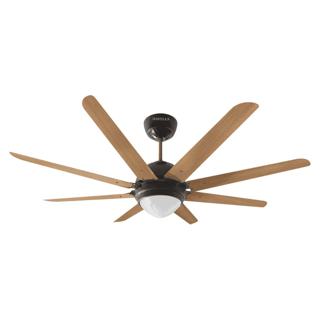 Havells Octet Ceiling Fan With Under Light 1320mm 8 Blades Walnut Black Nickel