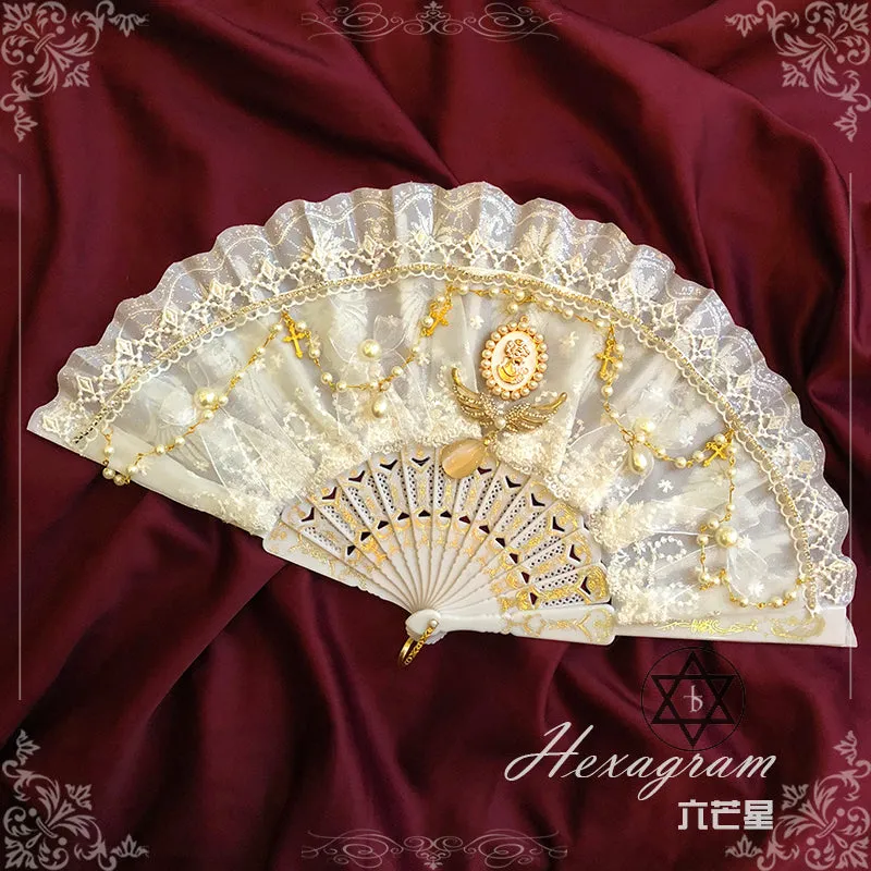 Hexagram~Retro Lolita Tea Party Lace Fan