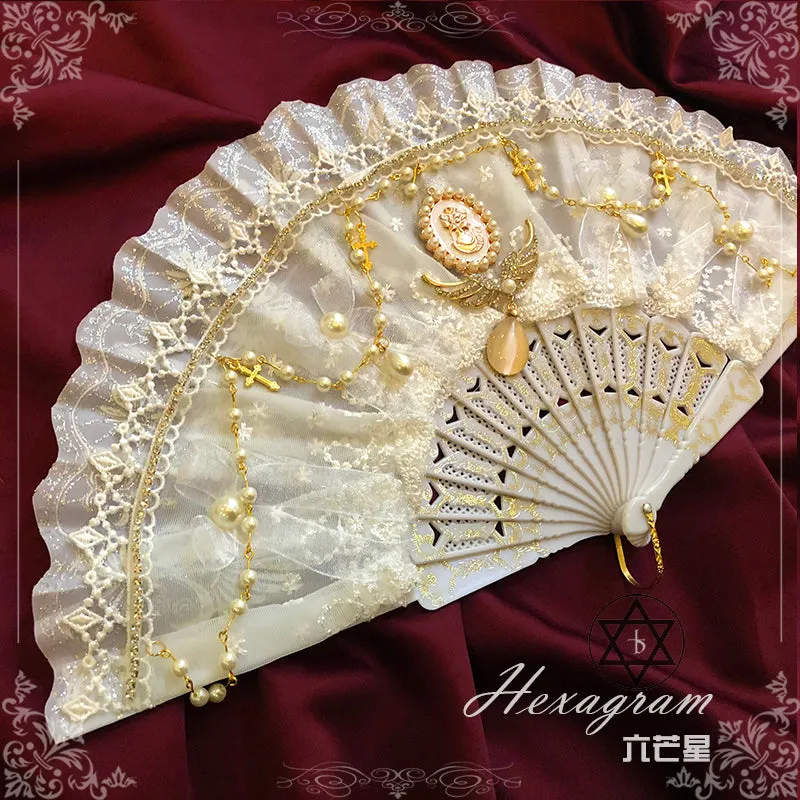 Hexagram~Retro Lolita Tea Party Lace Fan