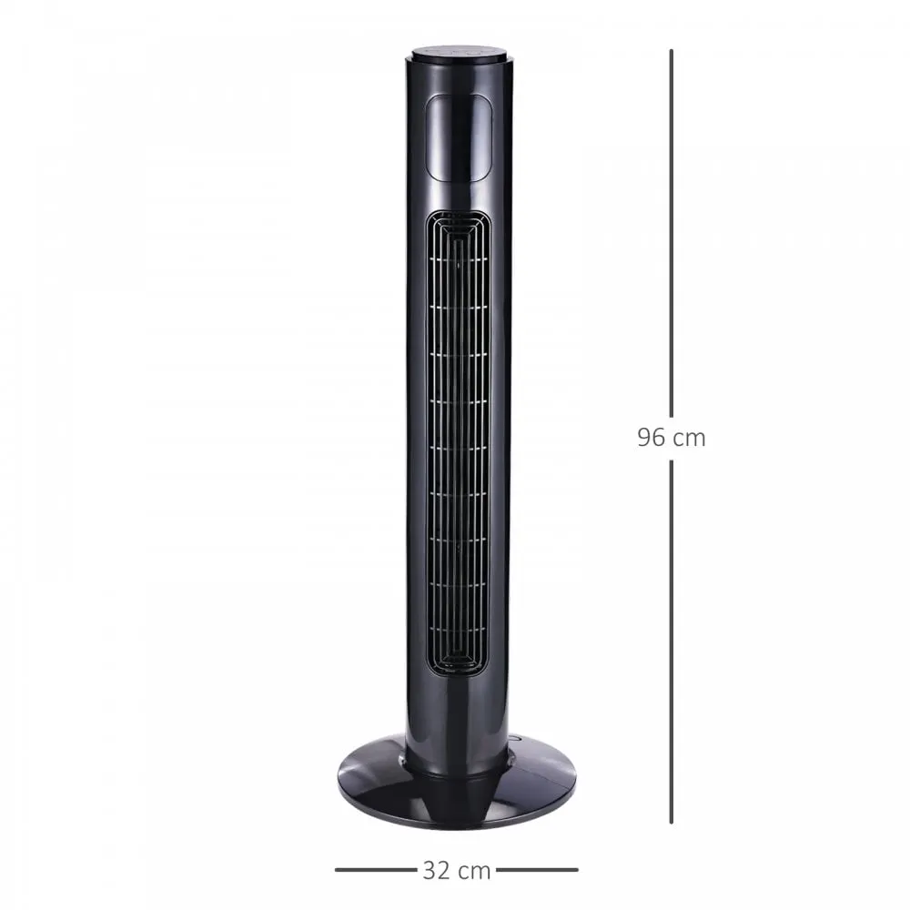 HOMCOM 38'' Freestanding Tower Fan, 3 Speed 3 Mode, 12h Timer, 70 Degree Oscillation, LED Panel, 5M Remote Controller, Black