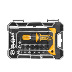 Homdum INGCO 24 Pcs Carbon Steel Professional Industrial Grade Screwdriver Set with Box Spanners (Yellow) HKSDB0188