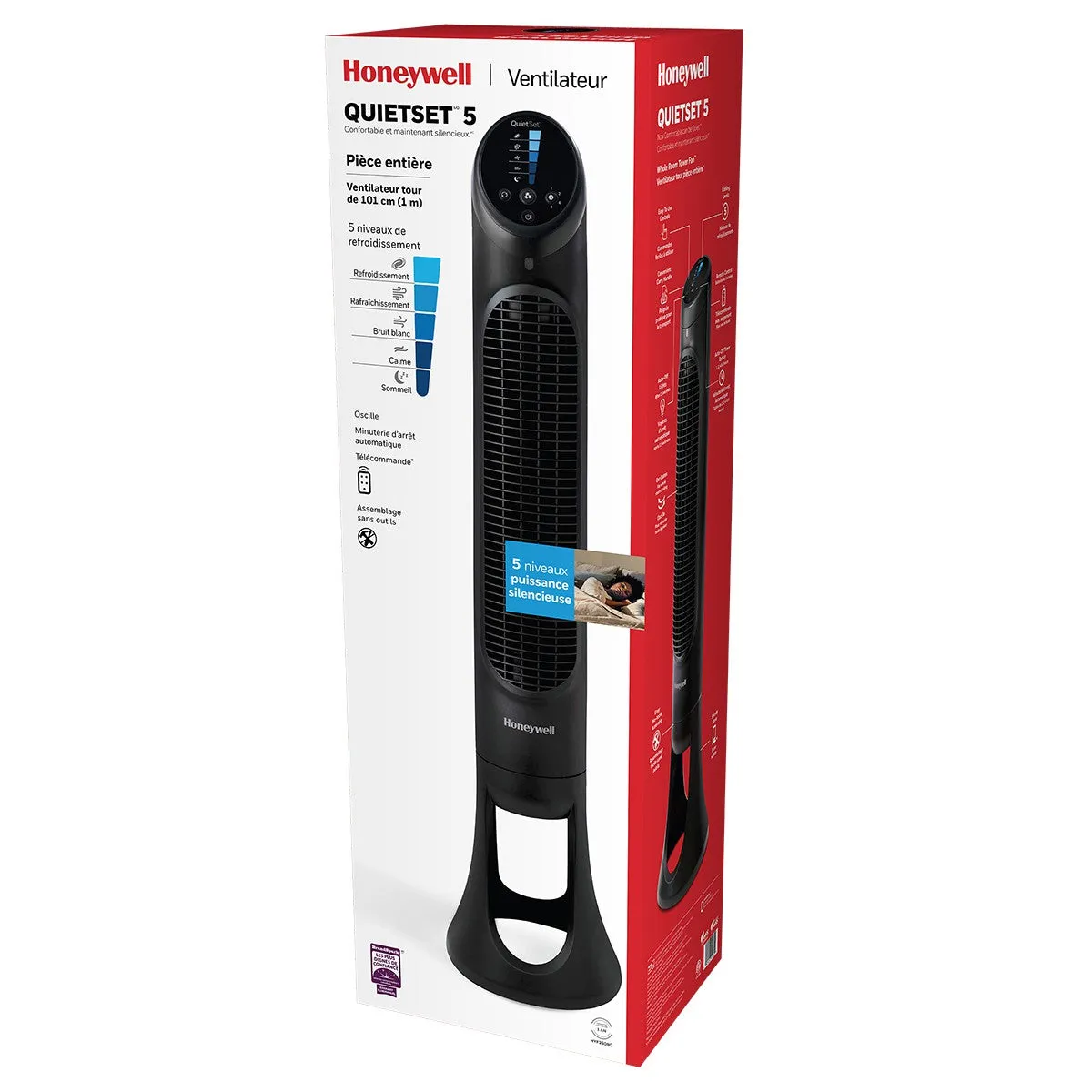 Honeywell QuietSet 5 Oscillating Whole Room Tower Fan